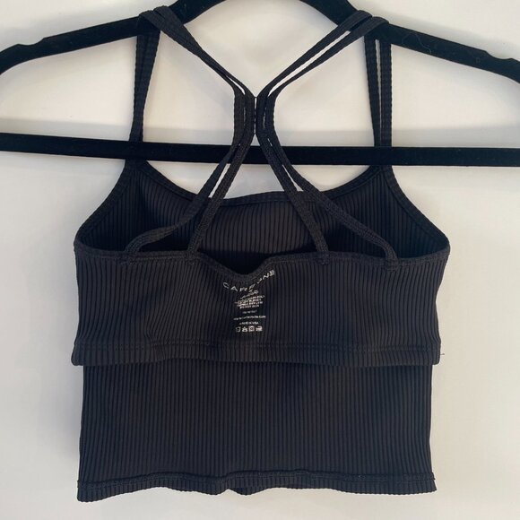 Carbon38 Ribbed Strappy Sporty Tank | Size Small | Black - Picture 3 of 5